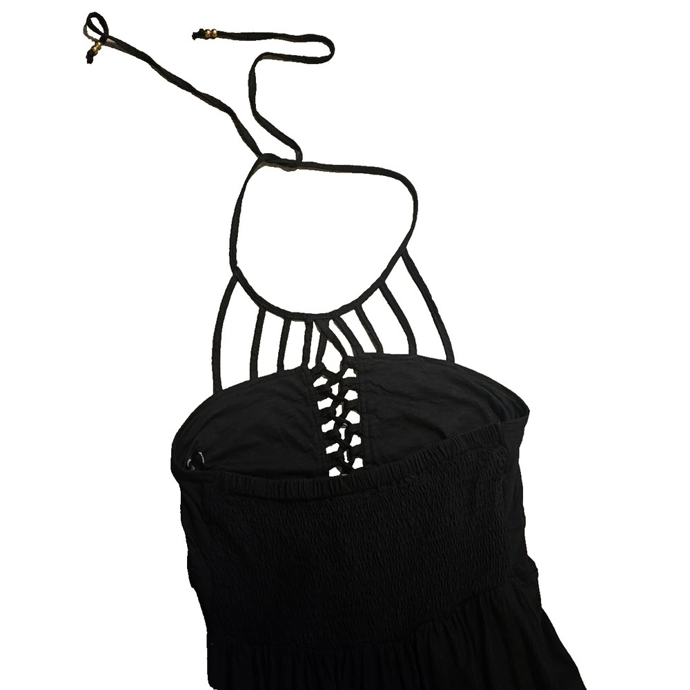 Black Corset Maxi Dress Asymmetrical Lace Up Caged Witchy Fairy Grunge Goth 16W - Picture 11 of 13